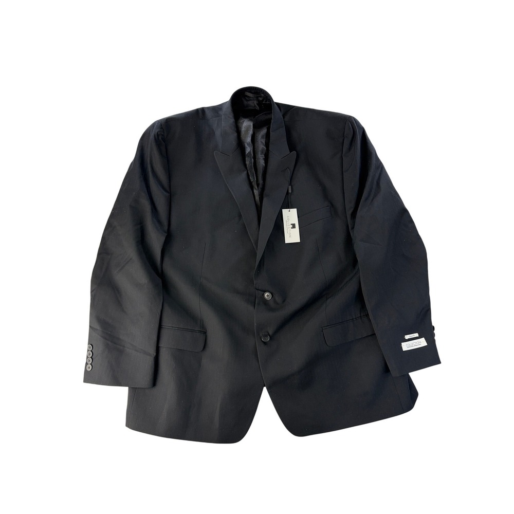 NWT Collection by Michael Strahan Blazer Mens 54R Black Wool Blend Classic Black